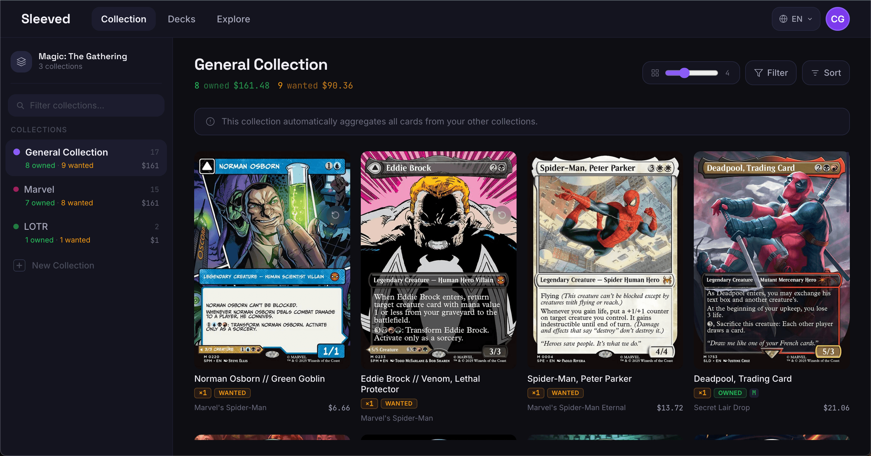 Sleeved app preview